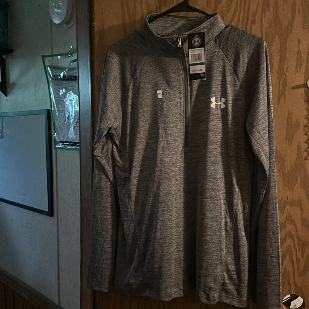 UNDER ARMOUR TECH 1/2 ZIP TOP: GRAY: NWT: SIZE L